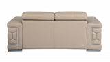71" Beige And Silver Genuine Leather Love Seat - Homeroots - Flyclothing LLC