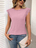 Lace Detail Round Neck Cap Sleeve Top - Trendsi - Flyclothing LLC