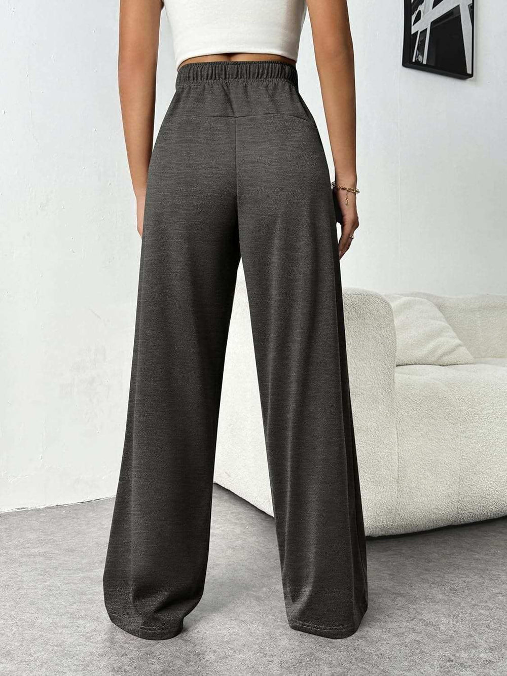 Drawstring Wide Leg Pants with Pockets - Trendsi - Flyclothing LLC