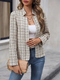 Plaid Open Front Long Sleeve Jacket - Trendsi - Flyclothing LLC