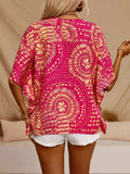 Printed V-Neck Half Sleeve Top - Trendsi - Flyclothing LLC