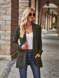 Ribbed Open Front Long Cardigan with Pockets - Trendsi - Flyclothing LLC