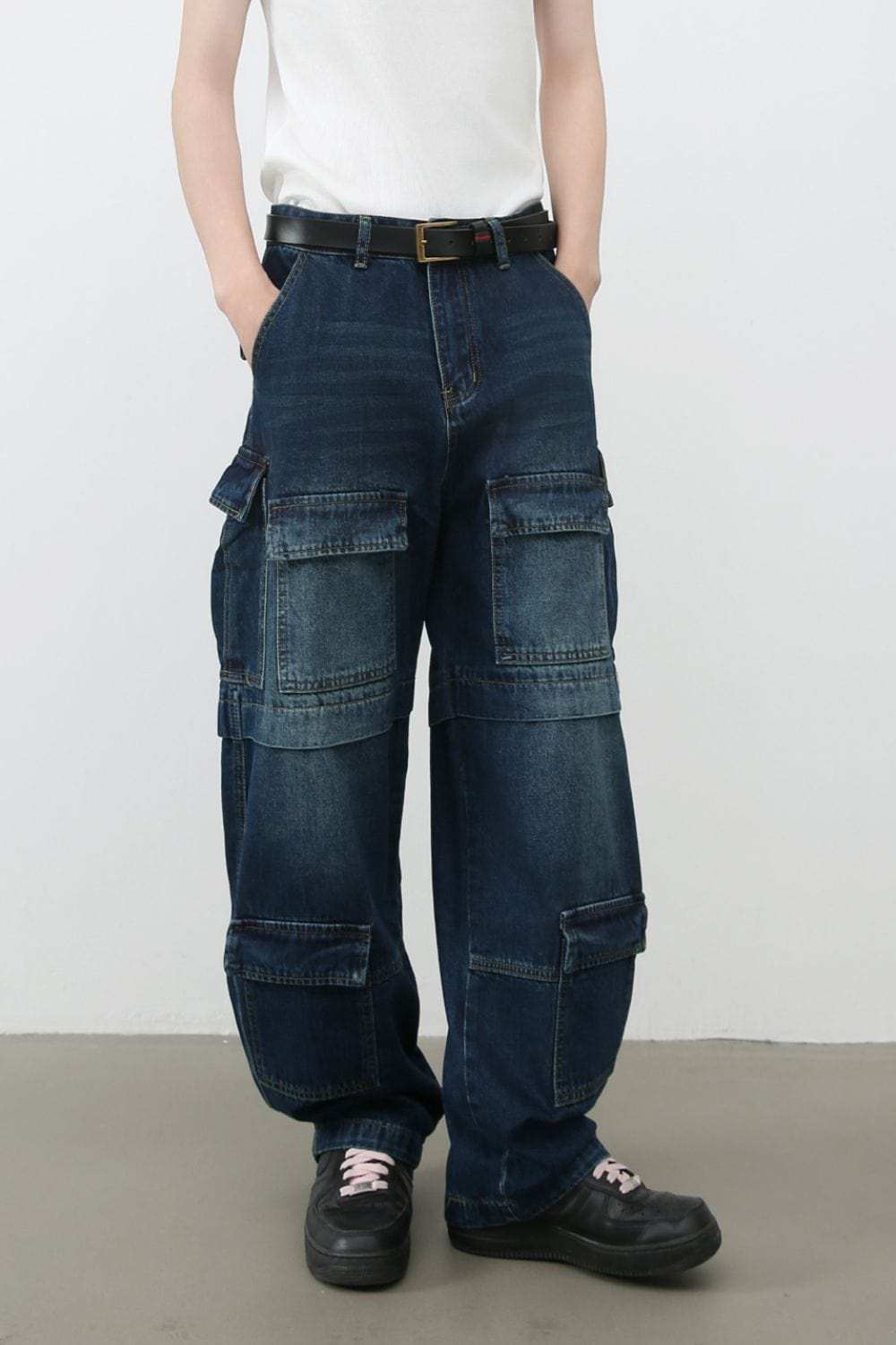Men's Mid Rise Jeans with Cargo Pockets - Trendsi - Flyclothing LLC