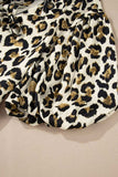 Leopard Bow Tie Front Puff Sleeve Peplum Blouse - Trendsi - Flyclothing LLC
