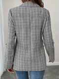 Single-Breasted Lapel Collar Plaid Blazer - Trendsi - Flyclothing LLC