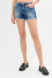RISEN Full Size Low Rise Frayed Denim Shorts Plus Size - Trendsi - Flyclothing LLC