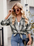 Plaid Collared Neck Long Sleeve Shirt - Trendsi - Flyclothing LLC