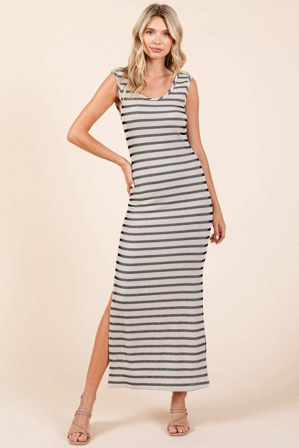 Mittoshop Striped Scoop Neck Sleeveless Maxi Dress - Trendsi - Flyclothing LLC