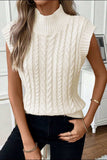 Cable Knit Turtleneck Sweater Vest - Trendsi - Flyclothing LLC