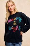 BiBi Tinsel Lettering Christmas Sweater - Trendsi - Flyclothing LLC