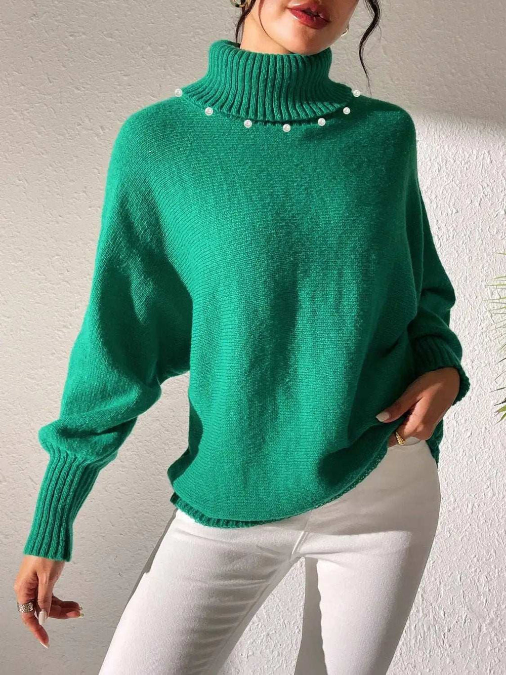 Turtleneck Long Sleeve Sweater - Trendsi - Flyclothing LLC