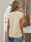Textured Round Neck Casual Ribbed Top - Trendsi - Flyclothing LLC