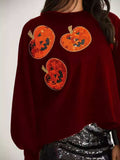 Halloween Pumpkin Round Neck Sweatshirt - Trendsi - Flyclothing LLC