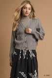 Umgee Chunky Cable Knit V-Neck Button-Up Cardigan - Trendsi - Flyclothing LLC