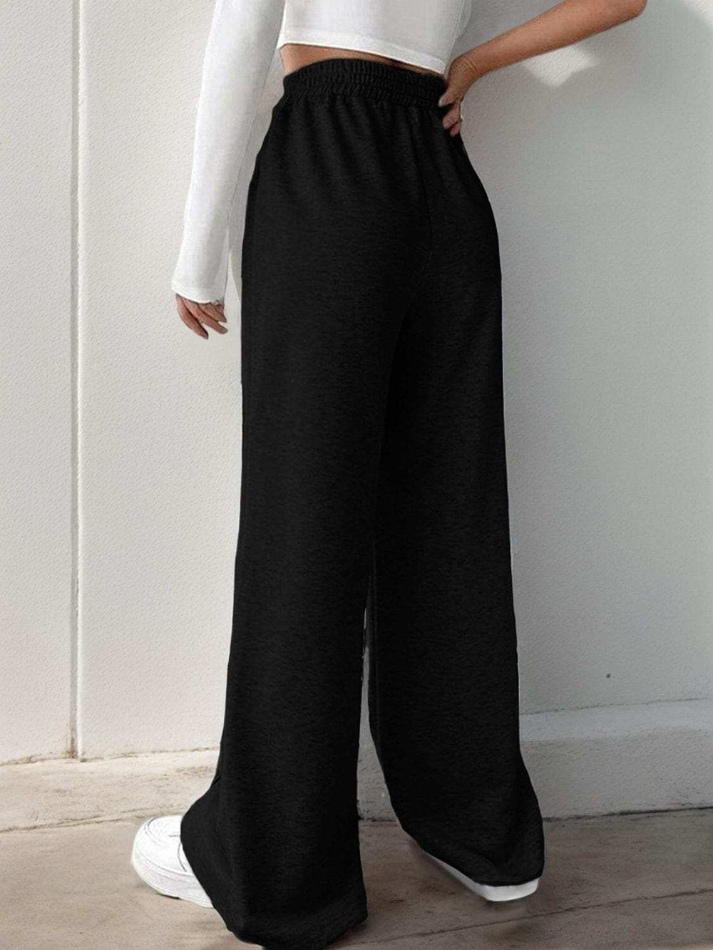 Elastic Waist Wide Leg Pants - Trendsi - Flyclothing LLC