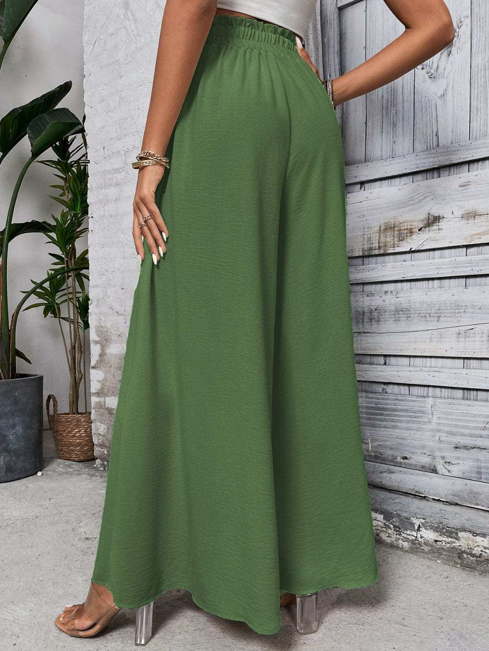 Tied High Waist Wide Leg Pants - Trendsi - Flyclothing LLC