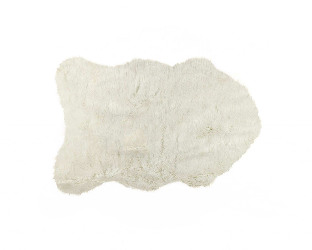 2' X 3' Off White Faux Sheepskin Shag Area Rug - Homeroots - Flyclothing LLC
