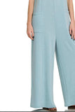 Zenana French Terry Deep V Neck Jumpsuits - Trendsi - Flyclothing LLC
