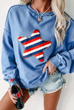 Exposed Seam Star Long Sleeve Sweatshirt - Trendsi - Flyclothing LLC