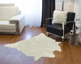 4' X 5' Off White Faux Cowhide Animal Print Cowhide Area Rug - Homeroots - Flyclothing LLC