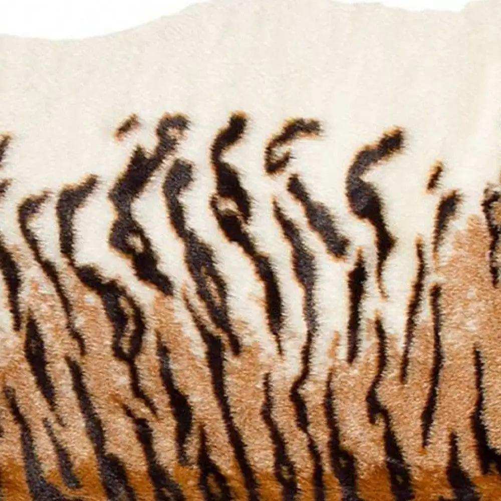 4' X 5' Brown and Black Faux Fur Tiger Print Shag Area Rug - Homeroots - Flyclothing LLC