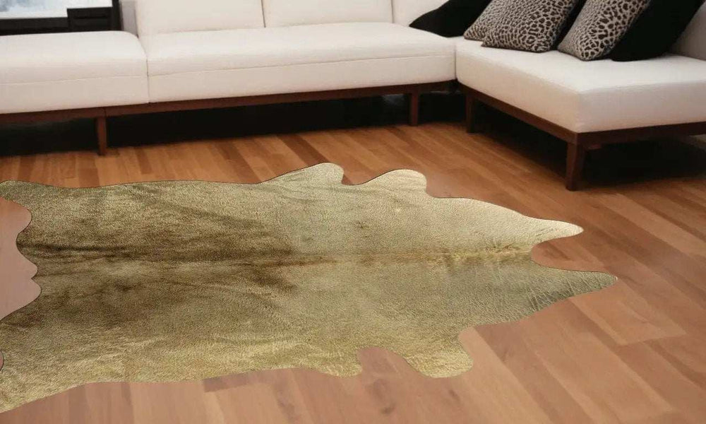 6' X 7' Gold Genuine Cowhide Area Rug - Homeroots - Flyclothing LLC
