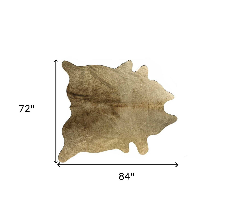 6' X 7' Gold Genuine Cowhide Area Rug - Homeroots - Flyclothing LLC