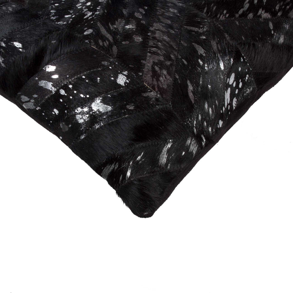 18" Black and Silver Cowhide Throw Pillow - Homeroots - Flyclothing LLC