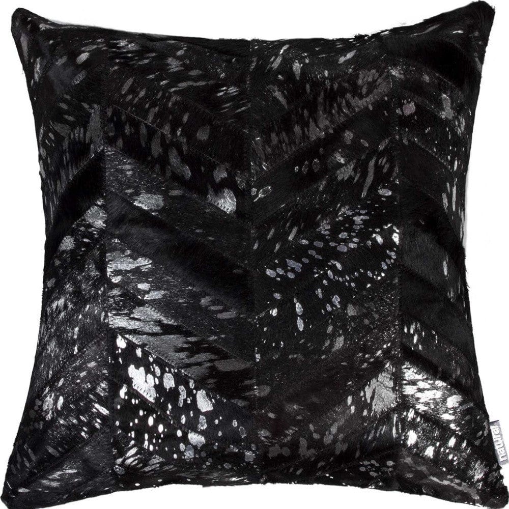 18" Black and Silver Cowhide Throw Pillow - Homeroots - Flyclothing LLC