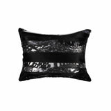 12" X 20" Black and Silver Cowhide Throw Pillow - Homeroots - Flyclothing LLC