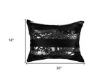 12" X 20" Black and Silver Cowhide Throw Pillow - Homeroots - Flyclothing LLC
