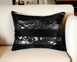 12" X 20" Black and Silver Cowhide Throw Pillow - Homeroots - Flyclothing LLC