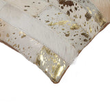 12" X 20" Natural & Gold Cowhide Throw Pillow - Homeroots - Flyclothing LLC