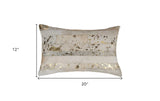 12" X 20" Natural & Gold Cowhide Throw Pillow - Homeroots - Flyclothing LLC