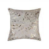 18" Natural & Gold Cowhide Throw Pillow - Homeroots - Flyclothing LLC