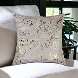 18" Natural & Gold Cowhide Throw Pillow - Homeroots - Flyclothing LLC