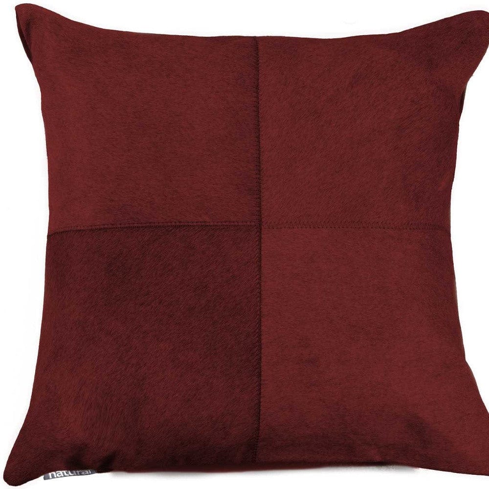 18" Wine Cowhide Throw Pillow - Homeroots - Flyclothing LLC