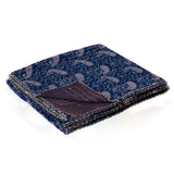 50" X 70" Blue and Gray Kantha Cotton Paisley Throw Blanket with Embroidery - Homeroots - Flyclothing LLC