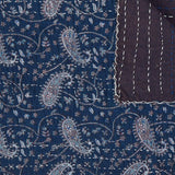 50" X 70" Blue and Gray Kantha Cotton Paisley Throw Blanket with Embroidery - Homeroots - Flyclothing LLC