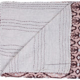 50" X 70" Pink and Brown Kantha Cotton Abstract Throw Blanket with Embroidery - Homeroots - Flyclothing LLC