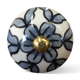 1.5" X 1.5" X 1.5" White Blue Black Handpainted Ceramic Knobs 8 Pack - Homeroots