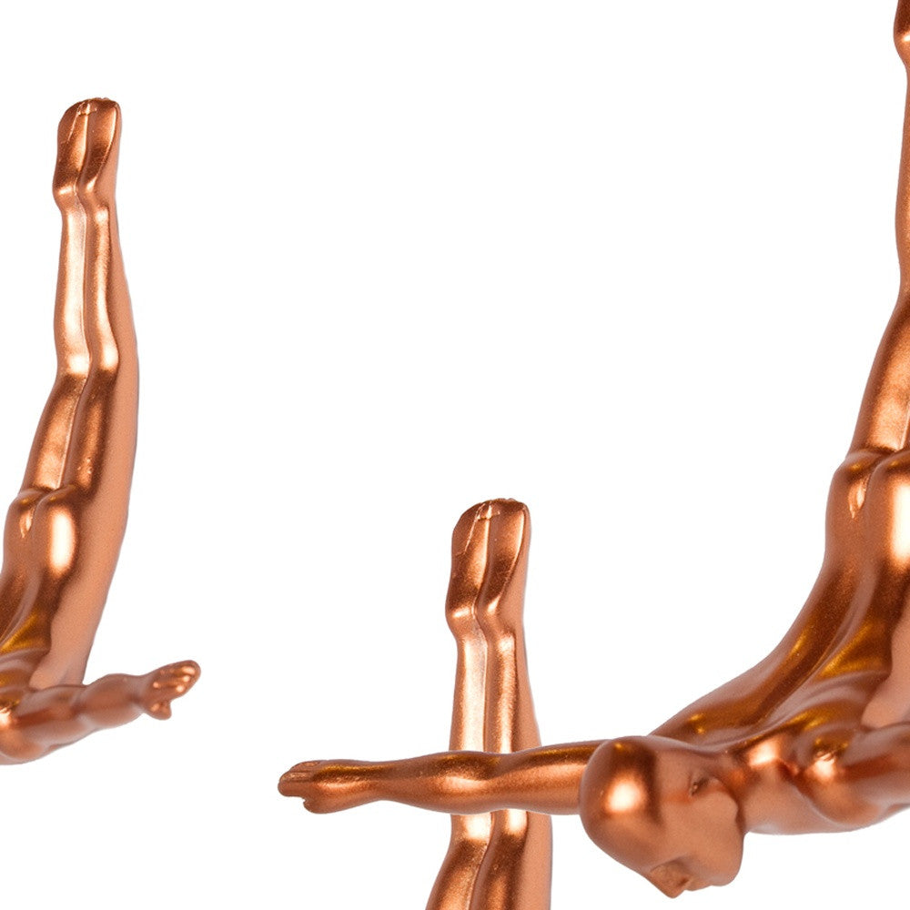 Set of Three 7" Bronze Divers Resin Wall Decor - Homeroots