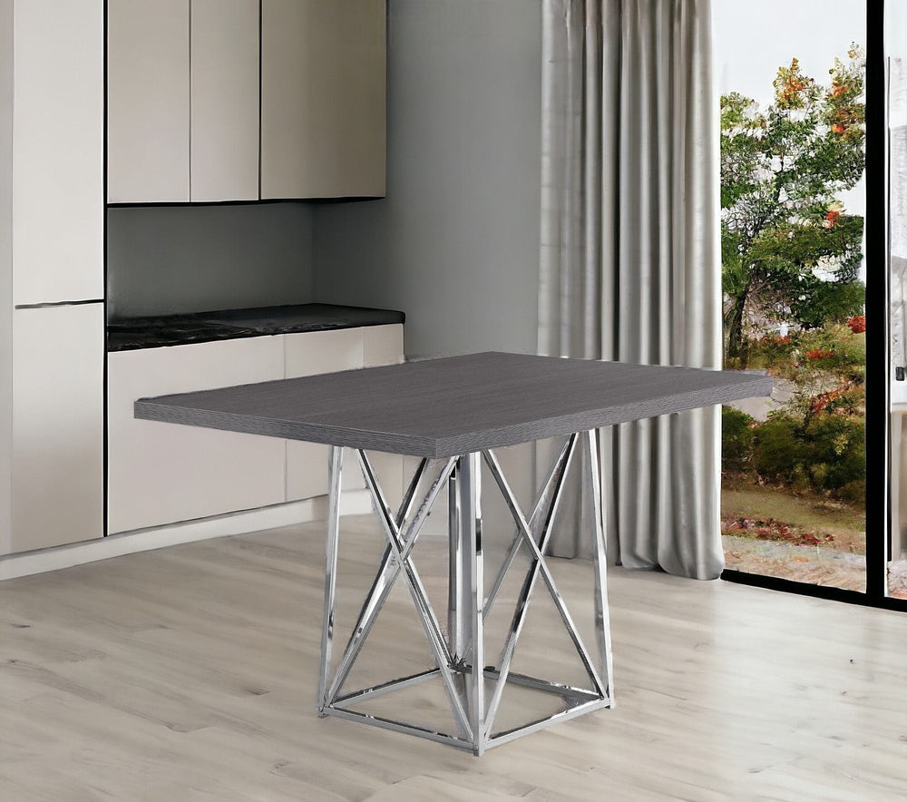 48" Taupe And Silver Metal Dining Table - Homeroots - Flyclothing LLC