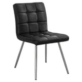 Set of Two Tufted Black And Silver Upholstered Faux Leather Dining Side Chairs - Homeroots - Flyclothing LLC