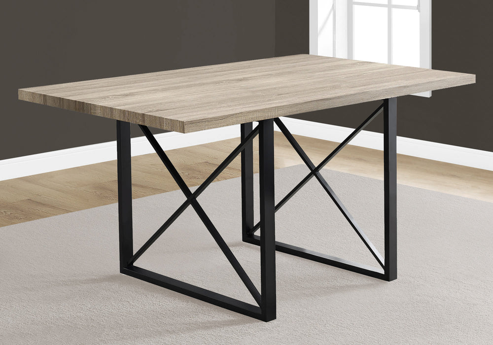 60" Taupe And Black Metal Sled Base Dining Table - Homeroots - Flyclothing LLC