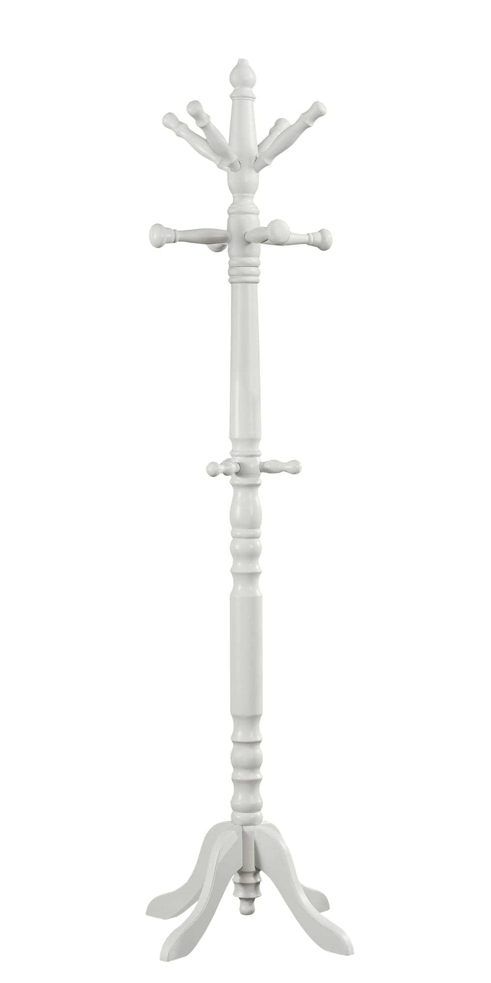 White Solid Wood Coat Rack With Triple Tiered Coat Stand - Homeroots - Flyclothing LLC