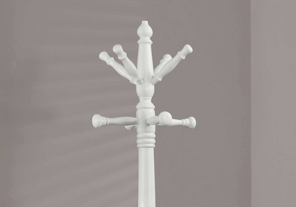 White Solid Wood Coat Rack With Triple Tiered Coat Stand - Homeroots - Flyclothing LLC
