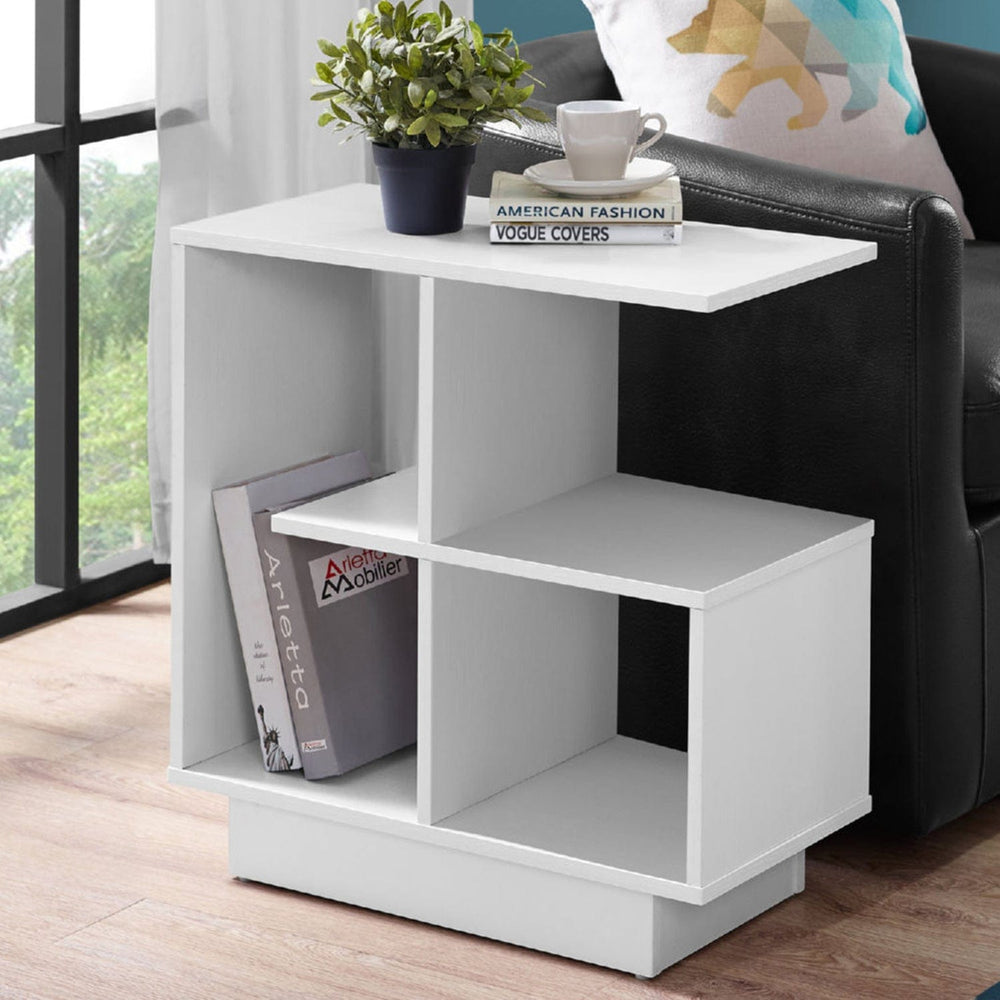 24" White Wood End Table With Four Shelves - Homeroots - Flyclothing LLC