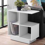 24" White Wood End Table With Four Shelves - Homeroots - Flyclothing LLC