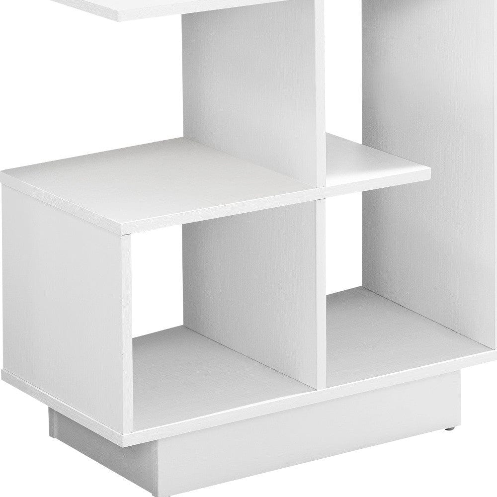 24" White Wood End Table With Four Shelves - Homeroots - Flyclothing LLC